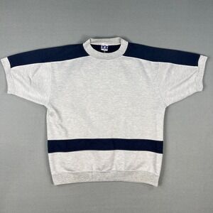 VTG Pro Spirit Short Sleeve Sweatshirt M Gray Blue Colorblock 90s Y2K‎ Retro